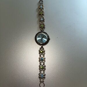 Homemade Sophisticated Silver green and Blue Watch with Intricate Band